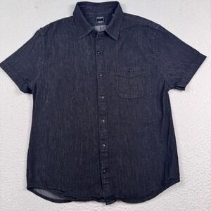 Todd Snyder Shirt Mens 2XL Short Sleeve Black Denim Button Front Pocket Designer